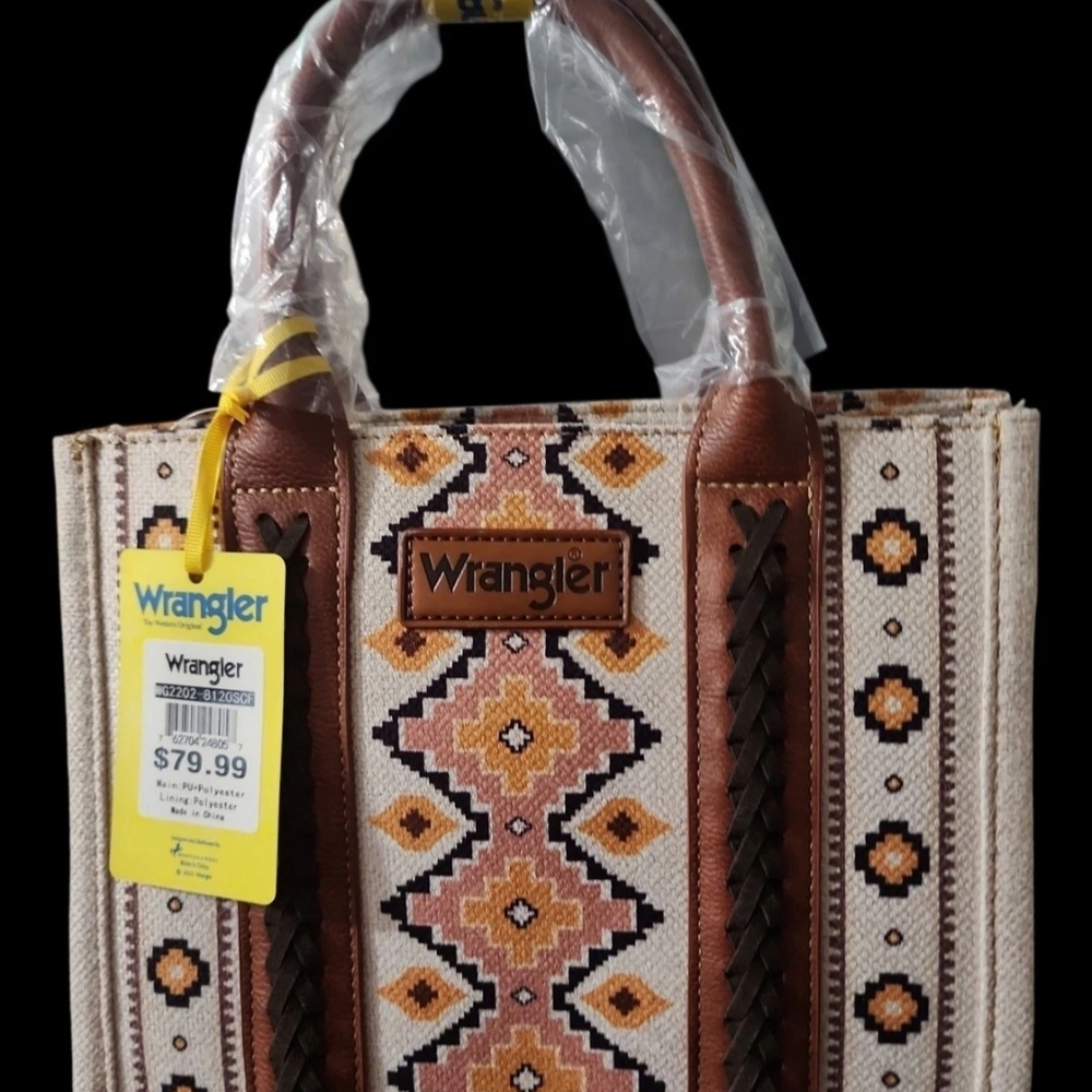 Wrangler Tan and Brown Patterned Tote